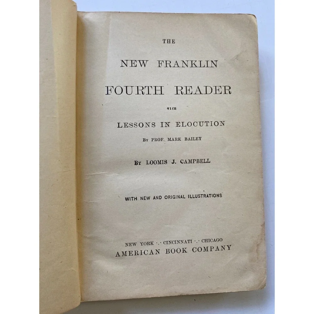 Lot Set of‎ 2 Antique New Franklin Fourth Reader with Lessons in Elocution 1884
